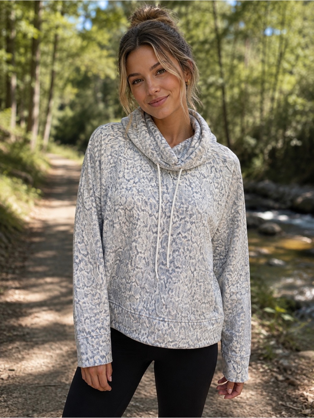 Old Navy white blue and Light Gray Cowl-Neck Sweater
